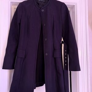 Zara Dark Black Belted Trench Coat